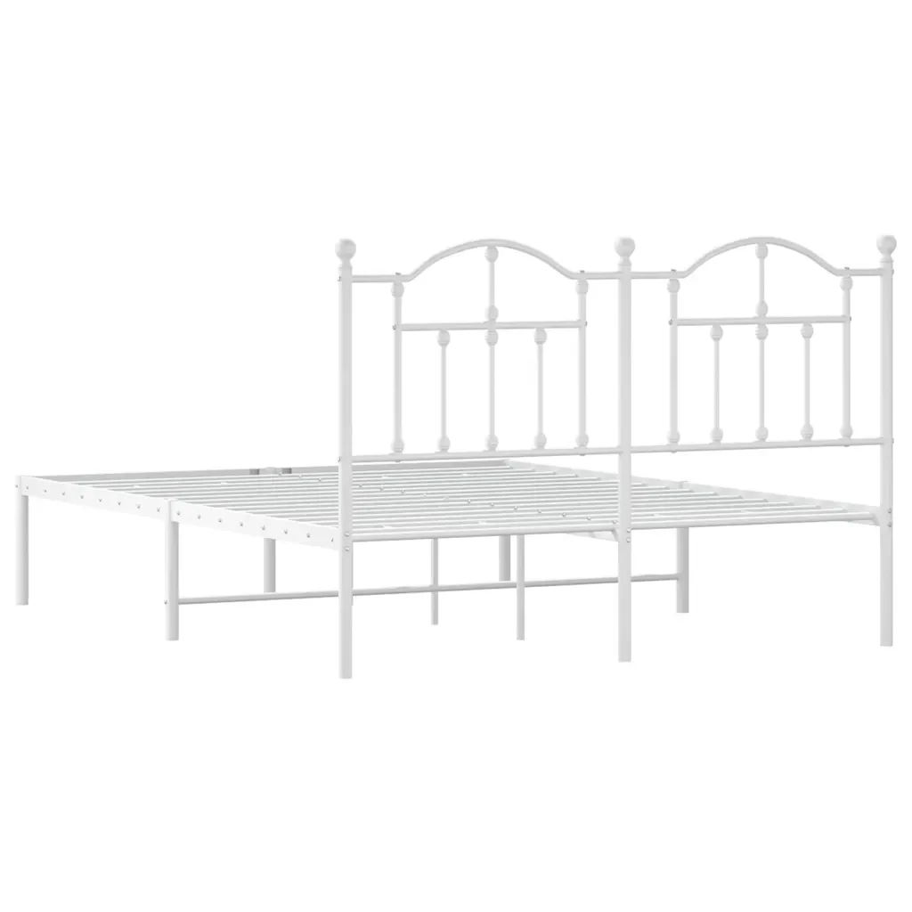 Letto matrimoniale | Letto per adulti | Giroletto con Testiera Metallo Bianco 140x200 cm - Image 7