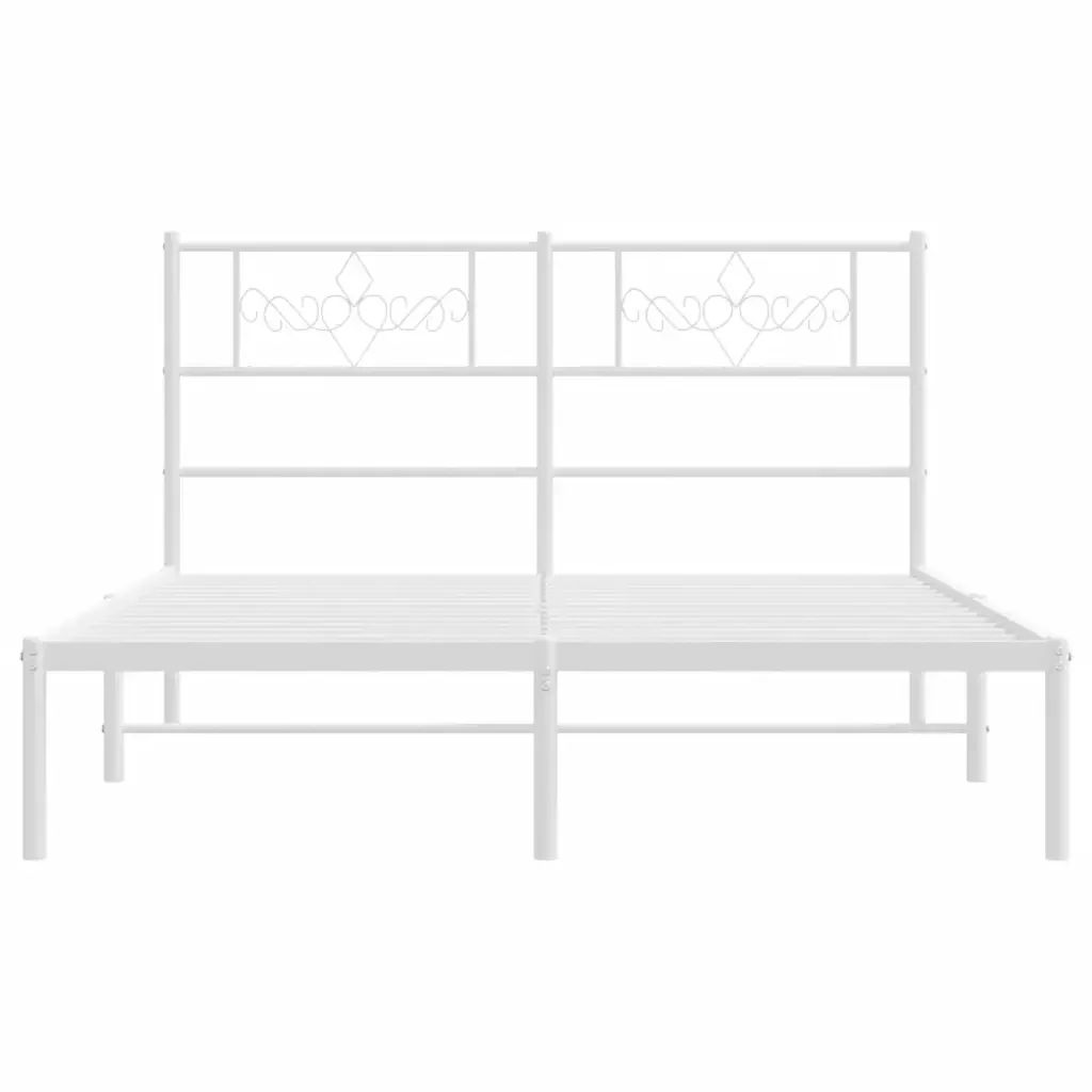 Letto matrimoniale | Letto per adulti | Giroletto con Testiera Metallo Bianco 140x200 cm - Image 5