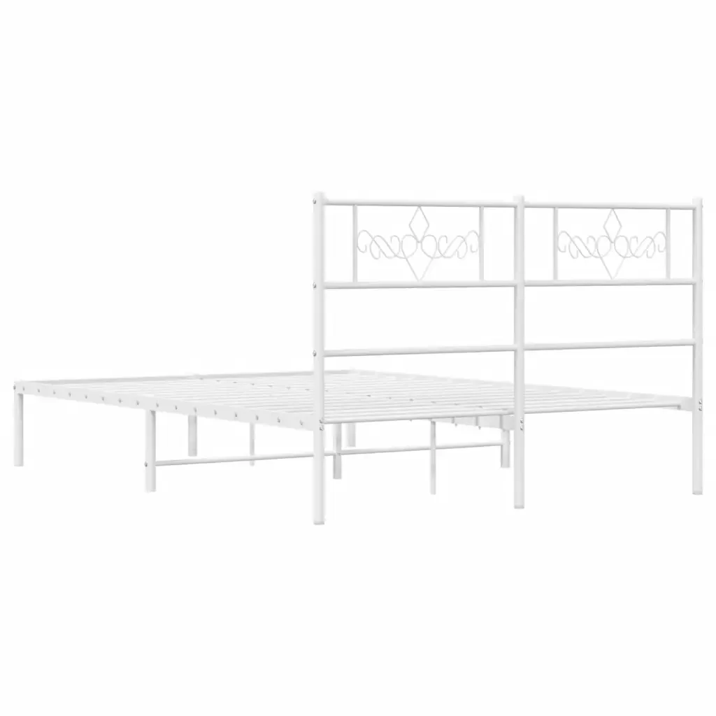 Letto matrimoniale | Letto per adulti | Giroletto con Testiera Metallo Bianco 140x200 cm - Image 7