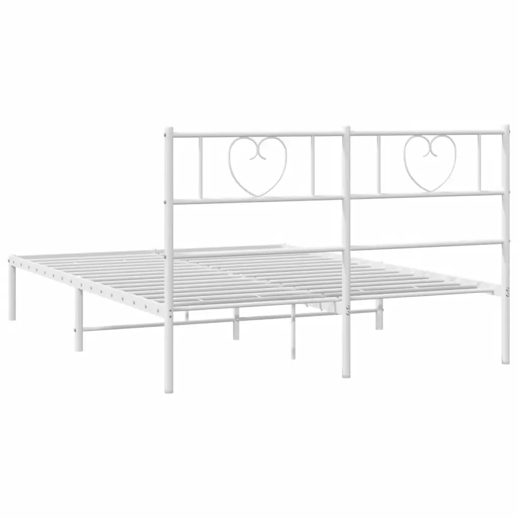 Letto matrimoniale | Letto per adulti | Giroletto con Testiera Metallo Bianco 140x200 cm - Image 7
