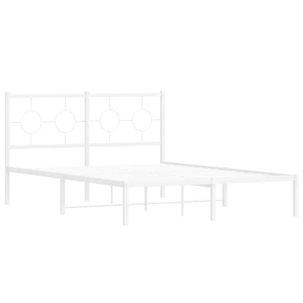 Letto matrimoniale | Letto per adulti | Giroletto con Testiera Metallo Bianco 140x200 cm - Image 4