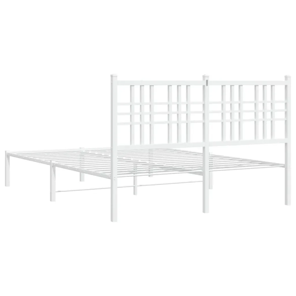 Letto matrimoniale | Letto per adulti | Giroletto con Testiera Metallo Bianco 140x200 cm - Image 6