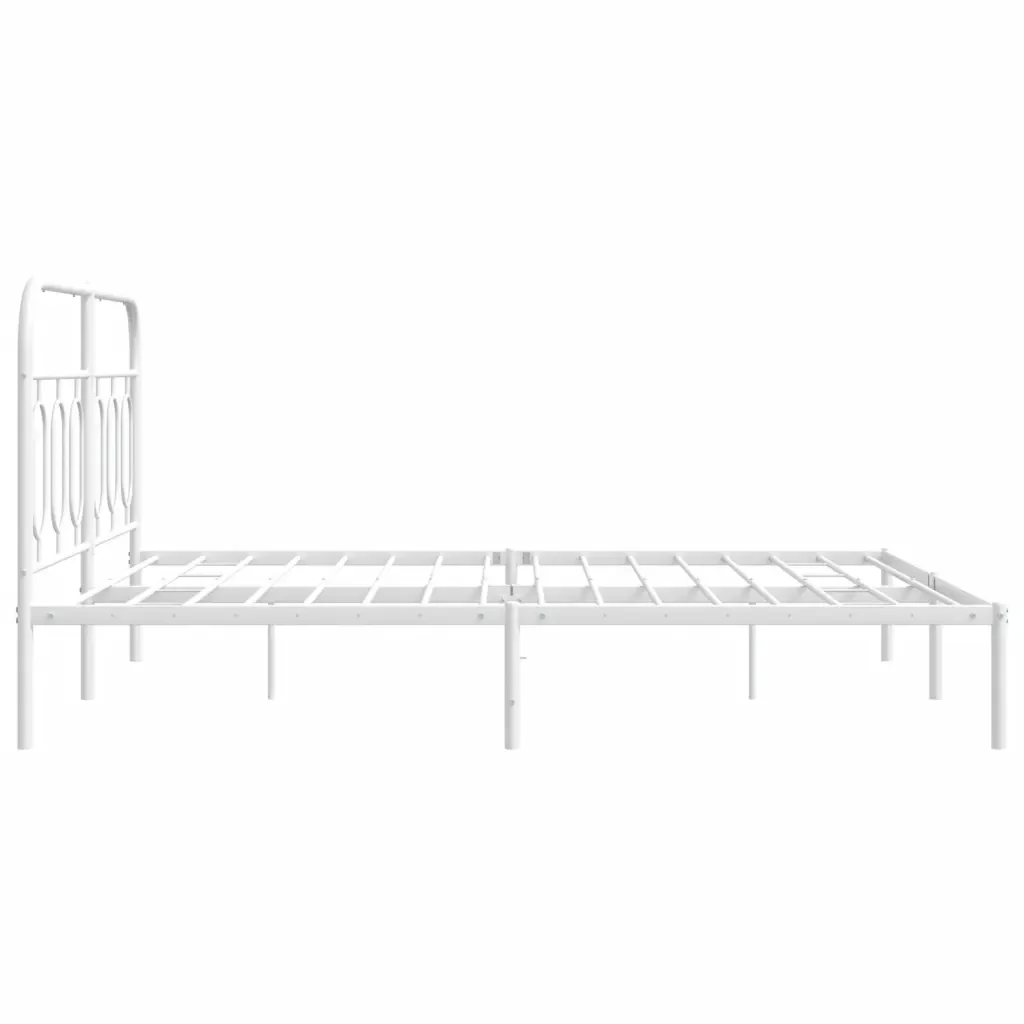 Letto matrimoniale | Letto per adulti | Giroletto con Testiera Metallo Bianco 140x200 cm - Image 5
