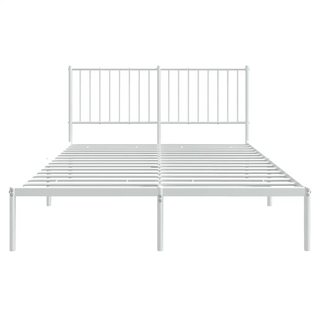 Letto matrimoniale | Letto per adulti | Giroletto con Testiera Metallo Bianco 140x200 cm - Image 5