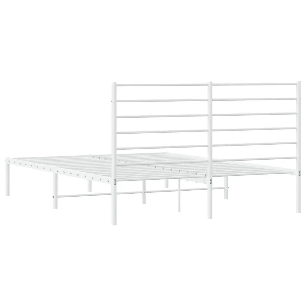 Letto matrimoniale | Letto per adulti | Giroletto con Testiera Metallo Bianco 140x200 cm - Image 8