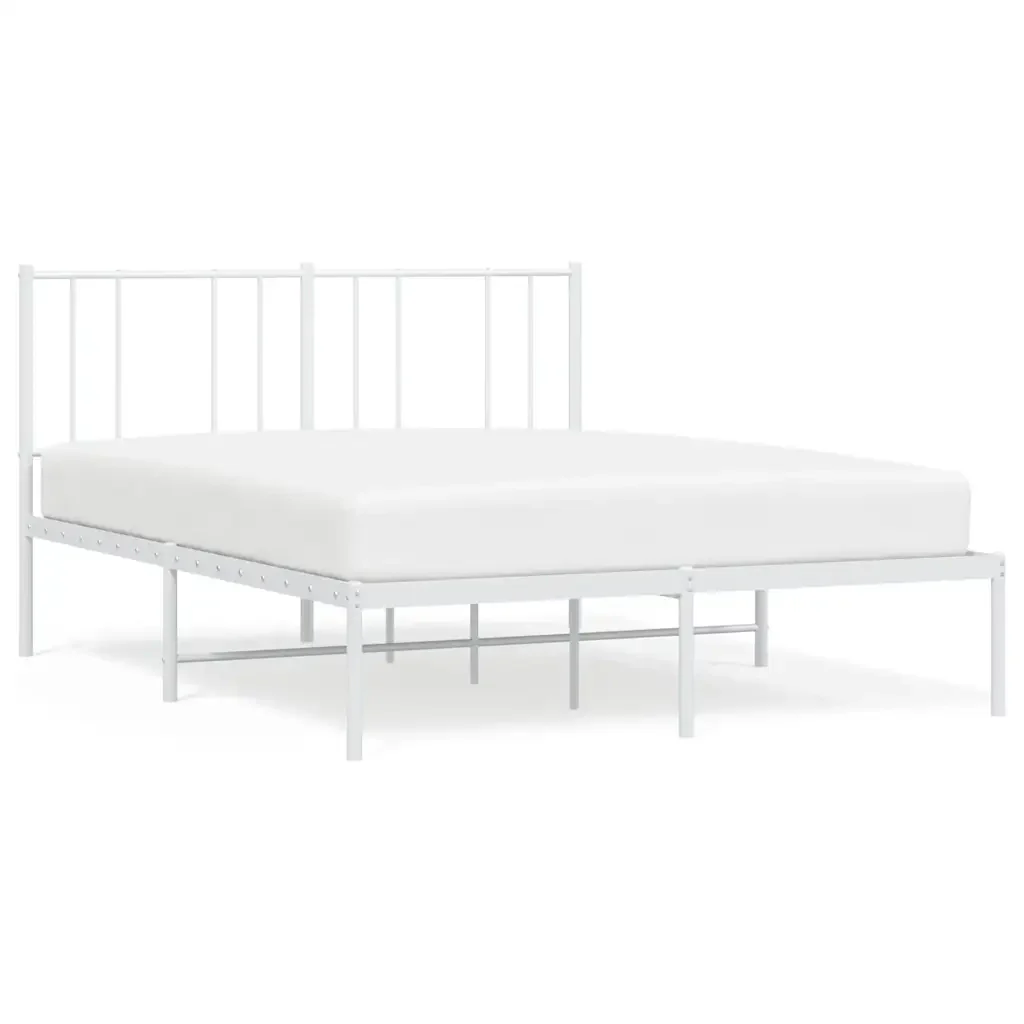 Letto matrimoniale | Letto per adulti | Giroletto con Testiera Metallo Bianco 140x200 cm