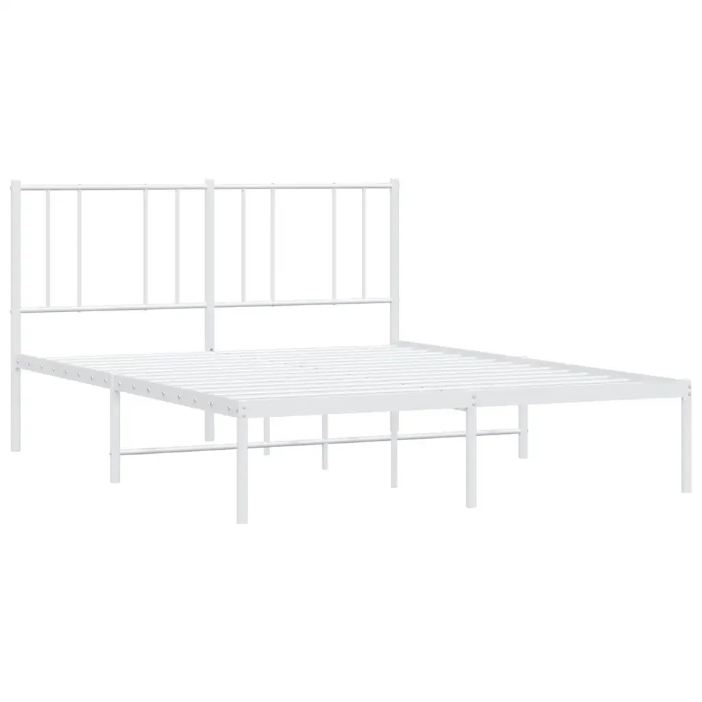 Letto matrimoniale | Letto per adulti | Giroletto con Testiera Metallo Bianco 140x200 cm - Image 4