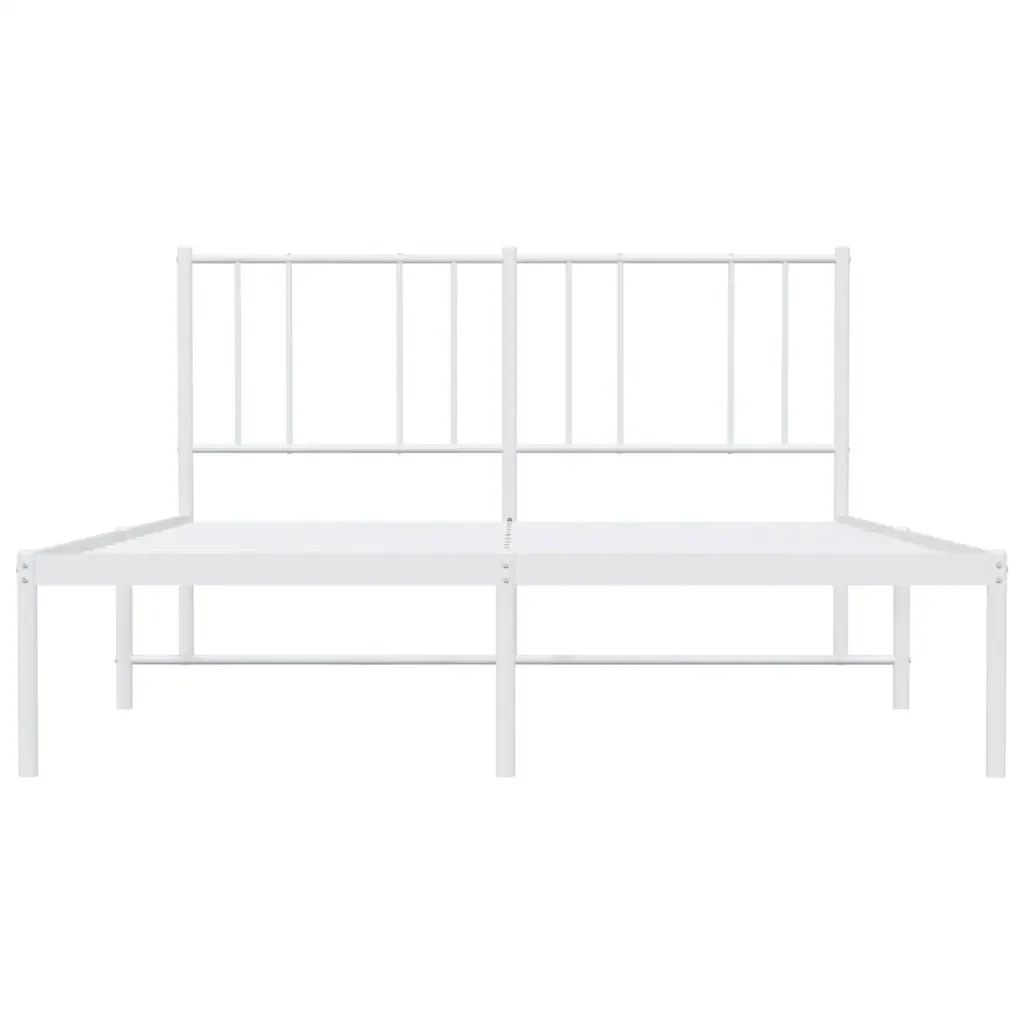 Letto matrimoniale | Letto per adulti | Giroletto con Testiera Metallo Bianco 140x200 cm - Image 6