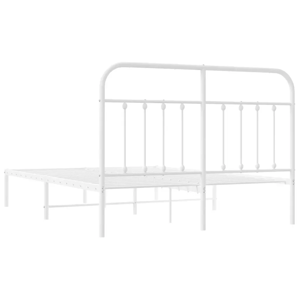 Letto matrimoniale | Letto per adulti | Giroletto con Testiera Metallo Bianco 140x200 cm - Image 8