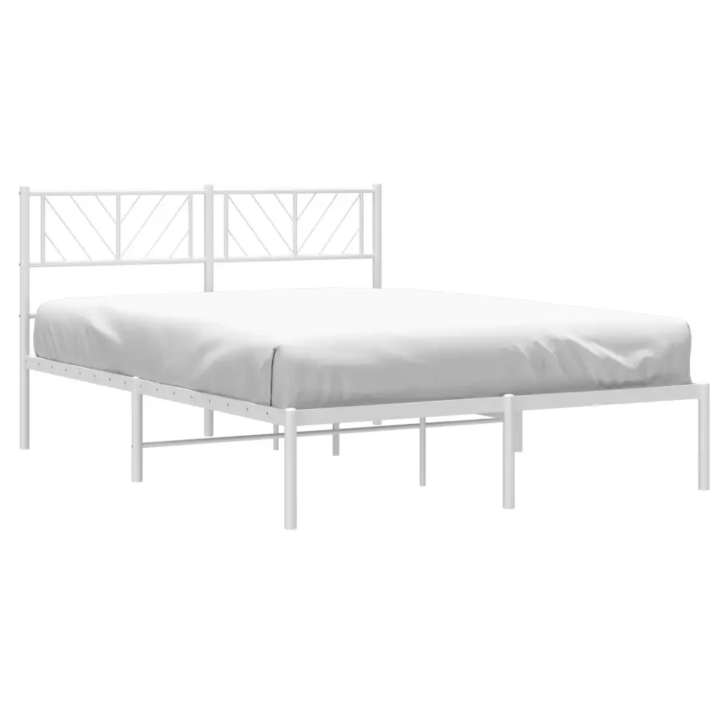 Letto matrimoniale | Letto per adulti | Giroletto con Testiera Metallo Bianco 140x200 cm - Image 3