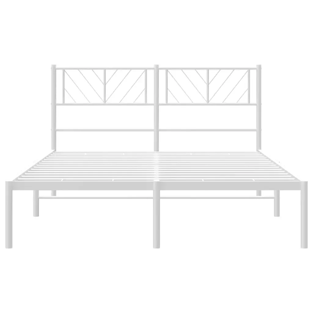 Letto matrimoniale | Letto per adulti | Giroletto con Testiera Metallo Bianco 140x200 cm - Image 5