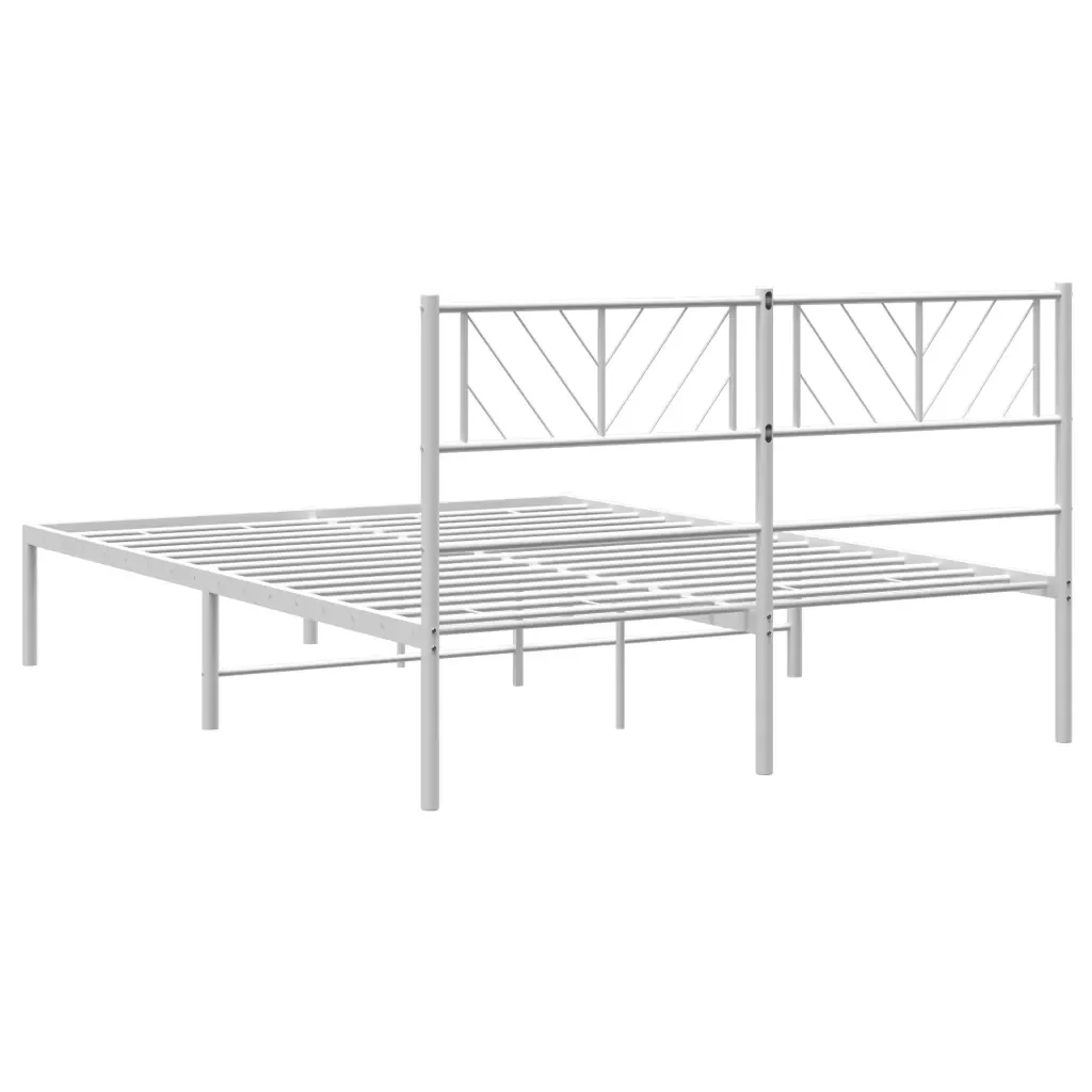 Letto matrimoniale | Letto per adulti | Giroletto con Testiera Metallo Bianco 140x200 cm - Image 7