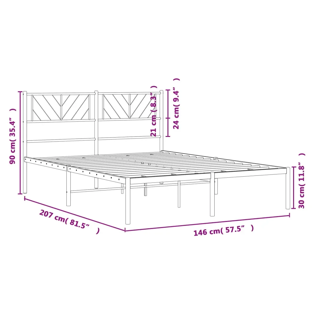 Letto matrimoniale | Letto per adulti | Giroletto con Testiera Metallo Bianco 140x200 cm - Image 9