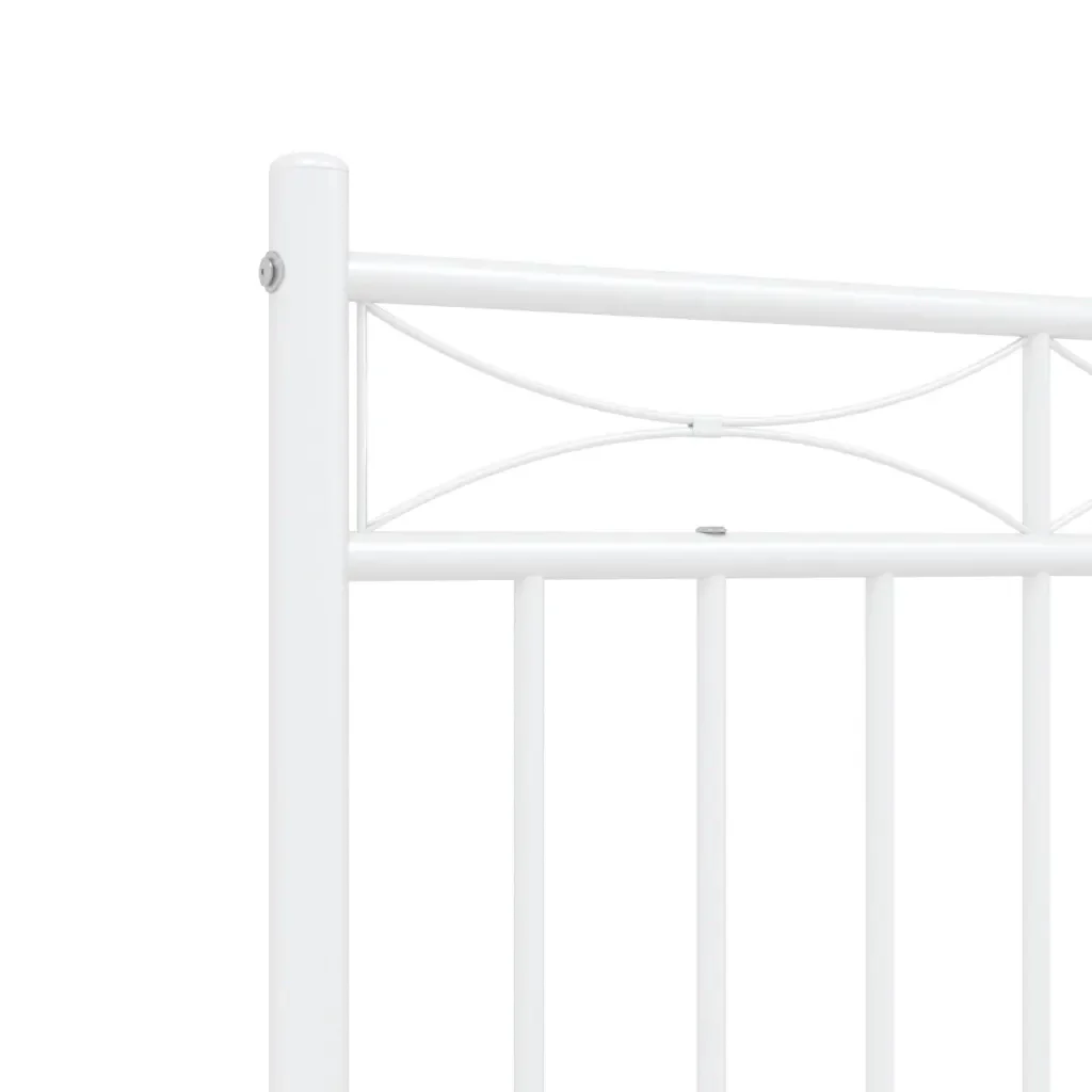 Letto matrimoniale | Letto per adulti | Giroletto con Testiera Metallo Bianco 140x200 cm - Image 8
