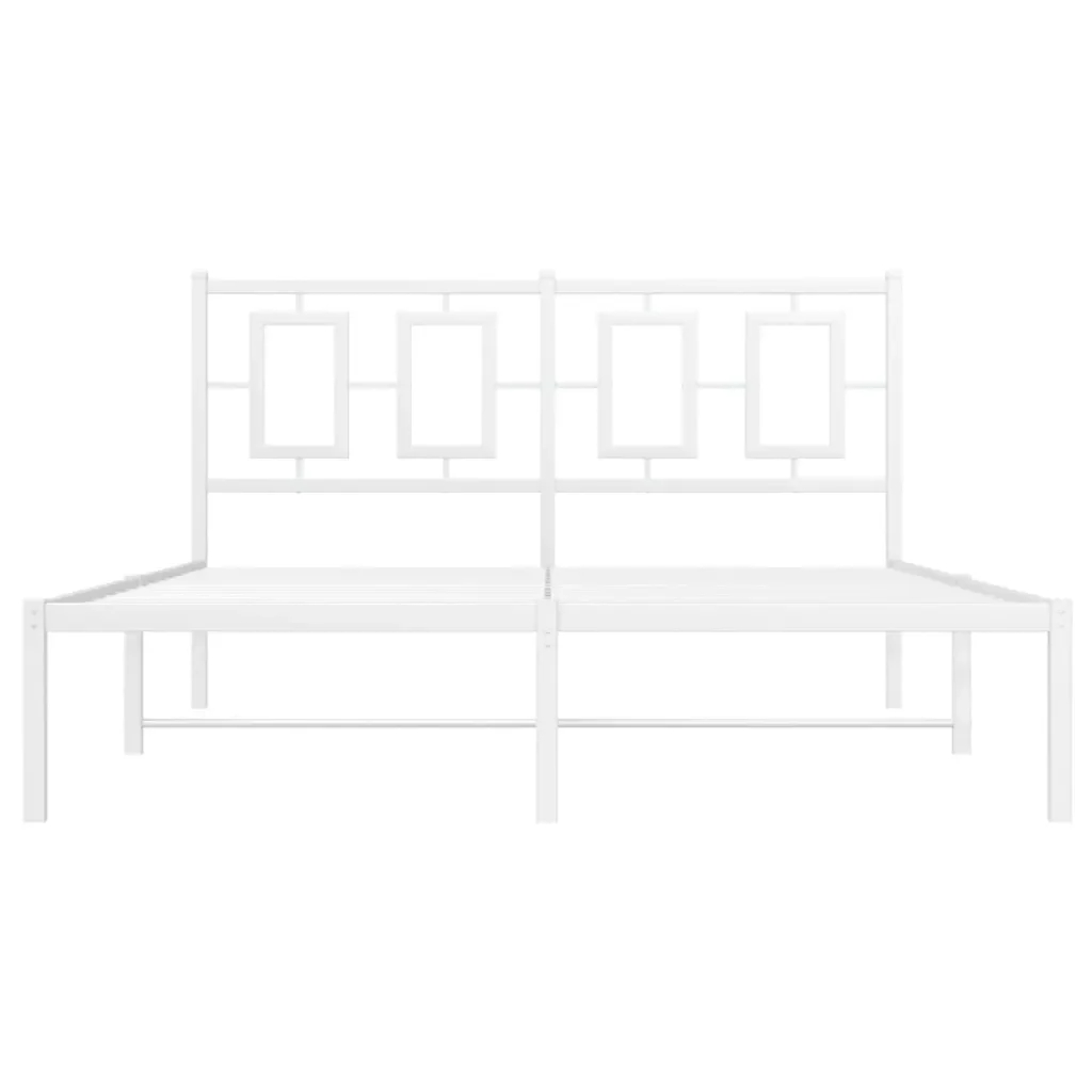 Letto matrimoniale | Letto per adulti | Giroletto con Testiera Metallo Bianco 140x200 cm - Image 5