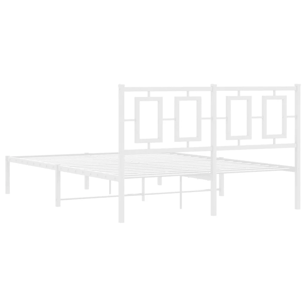Letto matrimoniale | Letto per adulti | Giroletto con Testiera Metallo Bianco 140x200 cm - Image 7