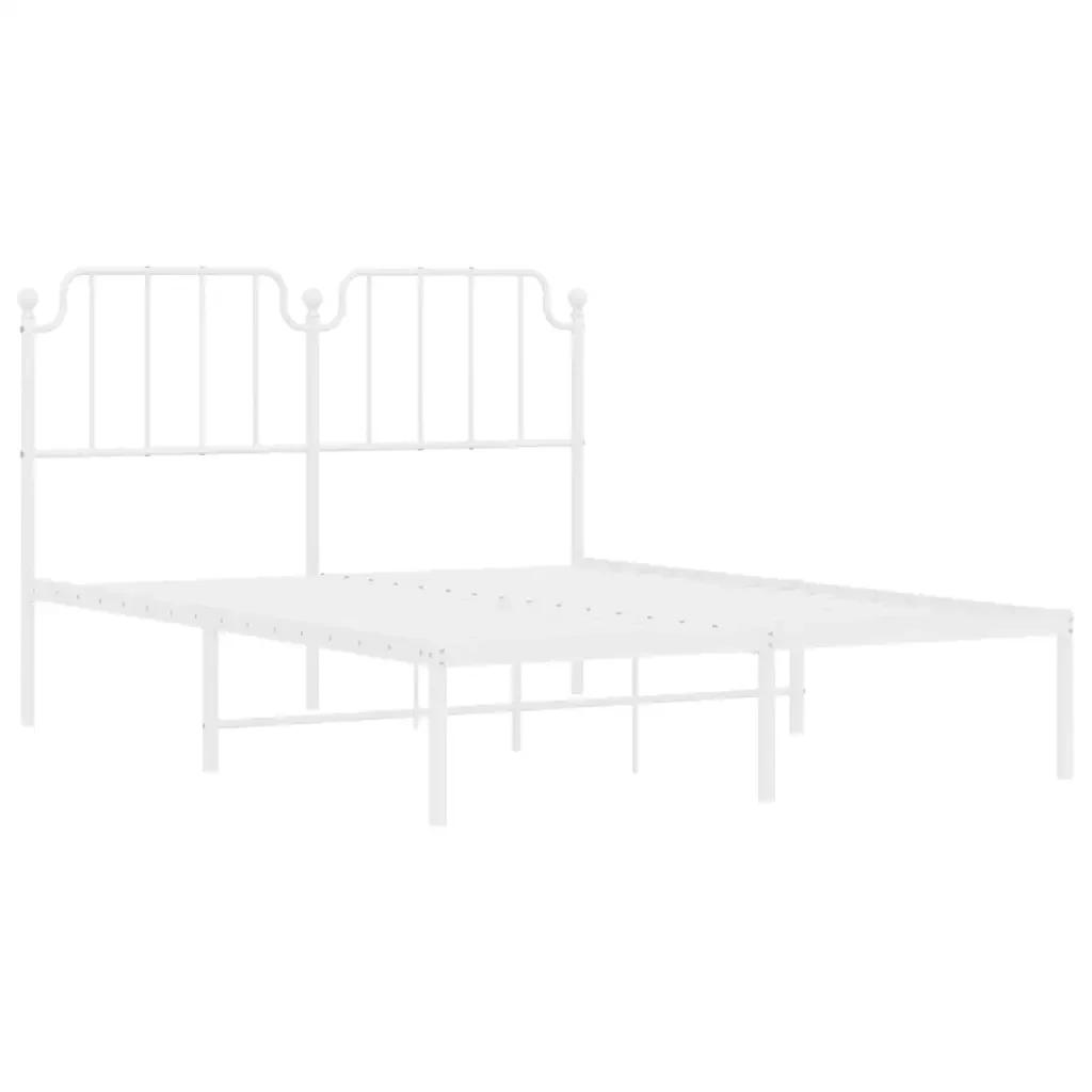 Letto matrimoniale | Letto per adulti | Giroletto con Testiera Metallo Bianco 150x200 cm - Image 5