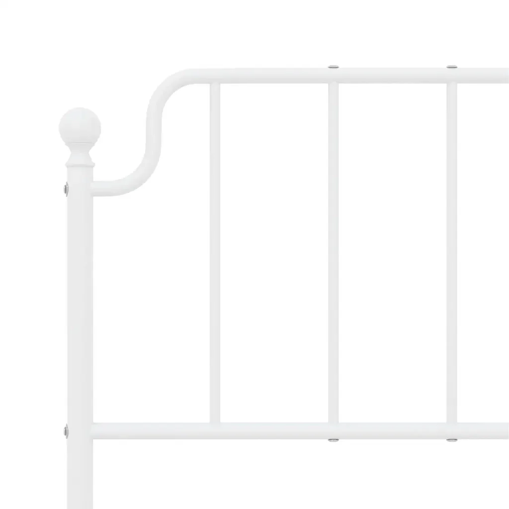 Letto matrimoniale | Letto per adulti | Giroletto con Testiera Metallo Bianco 150x200 cm - Image 9