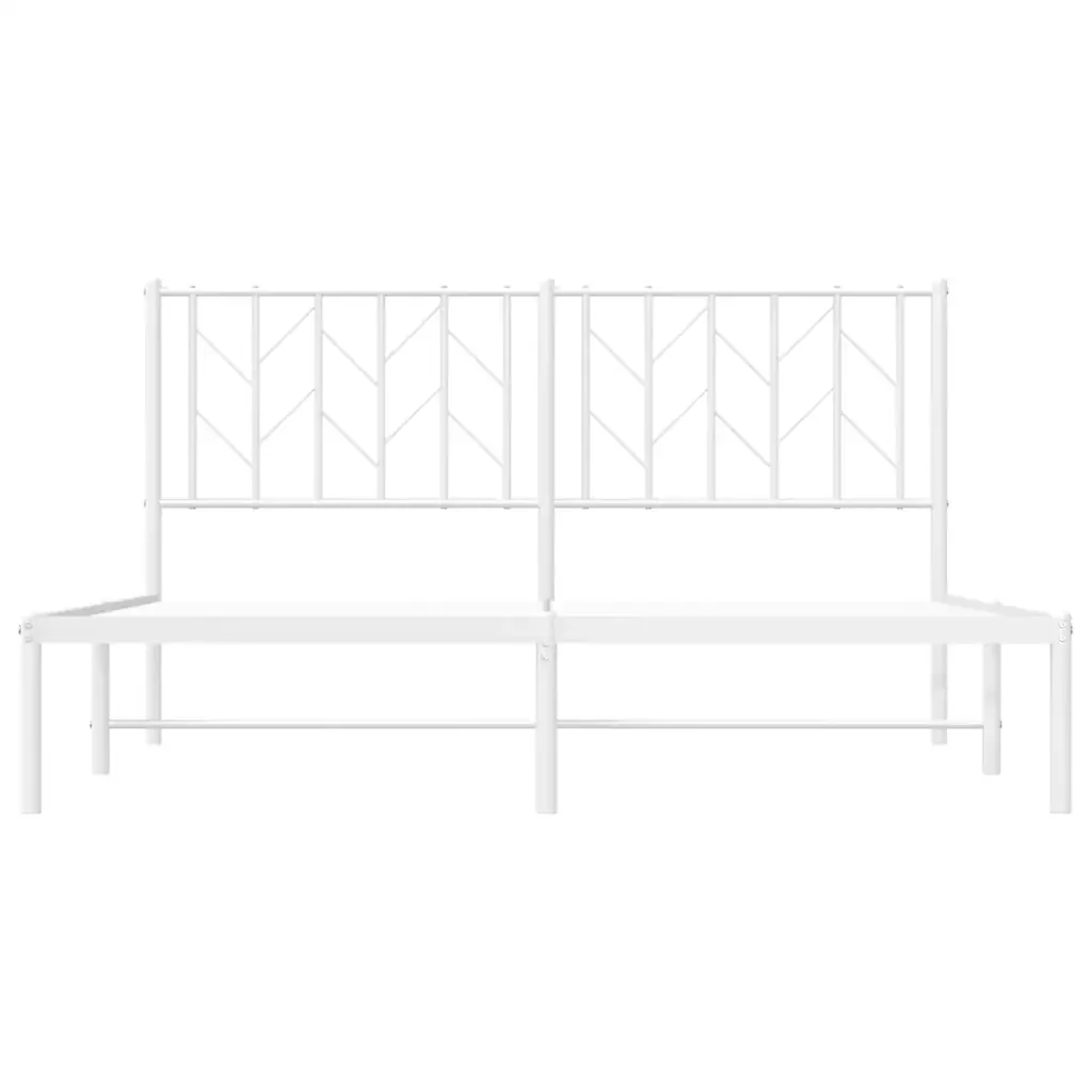 Letto matrimoniale | Letto per adulti | Giroletto con Testiera Metallo Bianco 150x200 cm - Image 6