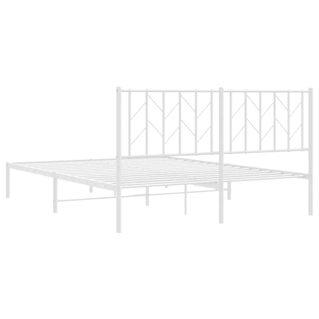 Letto matrimoniale | Letto per adulti | Giroletto con Testiera Metallo Bianco 150x200 cm - Image 8