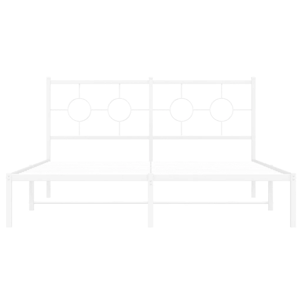 Letto matrimoniale | Letto per adulti | Giroletto con Testiera Metallo Bianco 150x200 cm - Image 5