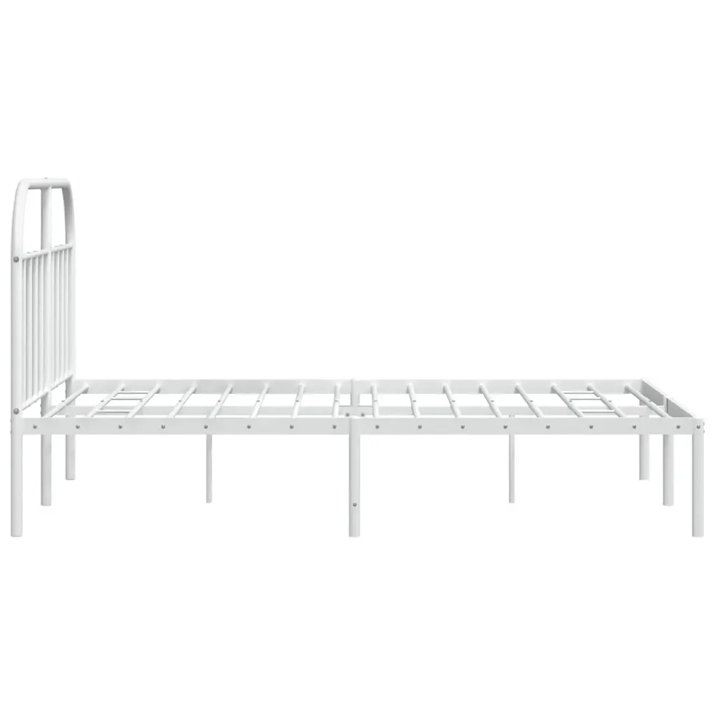 Letto matrimoniale | Letto per adulti | Giroletto con Testiera Metallo Bianco 150x200 cm - Image 7