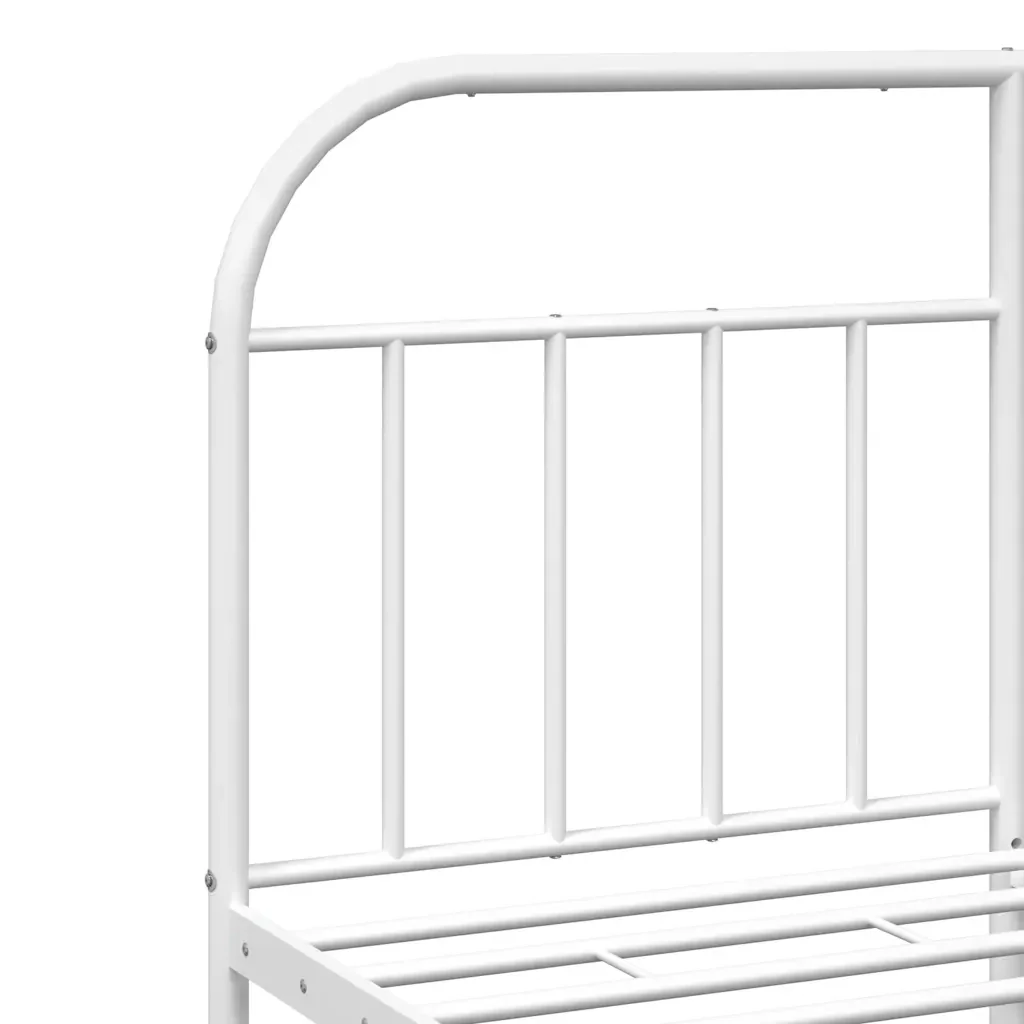 Letto matrimoniale | Letto per adulti | Giroletto con Testiera Metallo Bianco 150x200 cm - Image 9