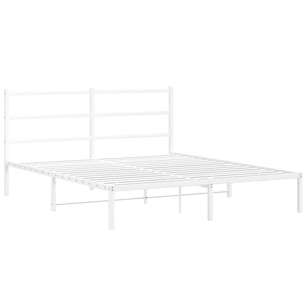 Letto matrimoniale | Letto per adulti | Giroletto con Testiera Metallo Bianco 150x200 cm - Image 4