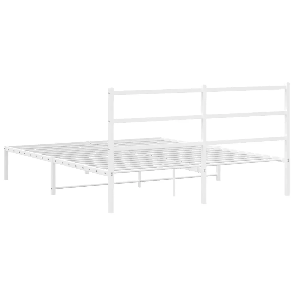 Letto matrimoniale | Letto per adulti | Giroletto con Testiera Metallo Bianco 150x200 cm - Image 7
