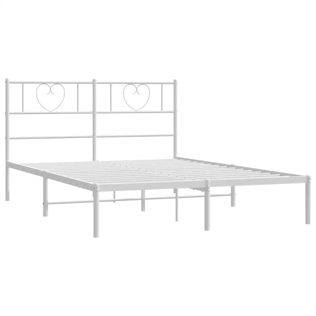 Letto matrimoniale | Letto per adulti | Giroletto con Testiera Metallo Bianco 150x200 cm - Image 6