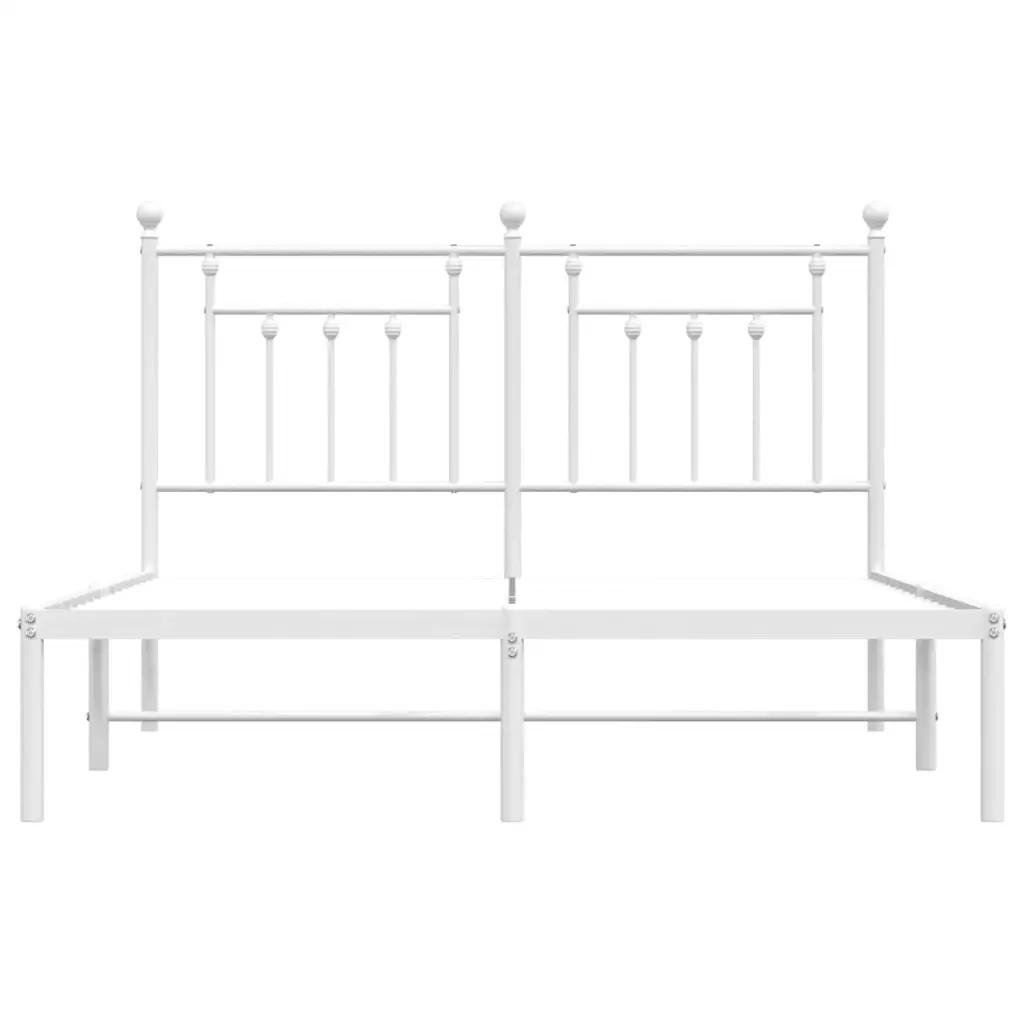 Letto matrimoniale | Letto per adulti | Giroletto con Testiera Metallo Bianco 150x200 cm - Image 6