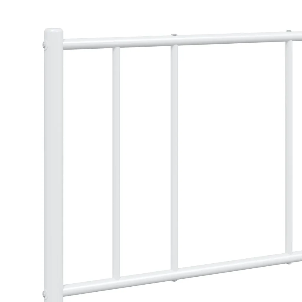 Letto matrimoniale | Letto per adulti | Giroletto con Testiera Metallo Bianco 150x200 cm - Image 10
