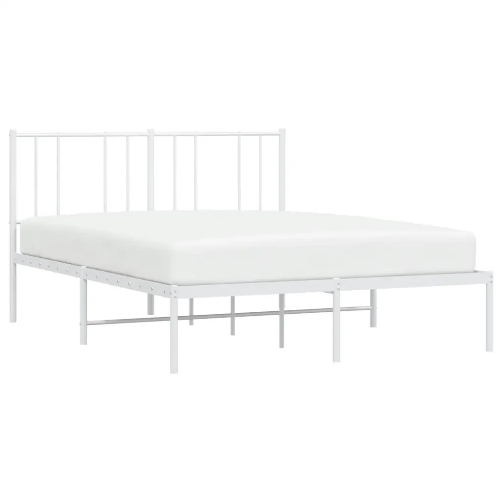 Letto matrimoniale | Letto per adulti | Giroletto con Testiera Metallo Bianco 150x200 cm - Image 6