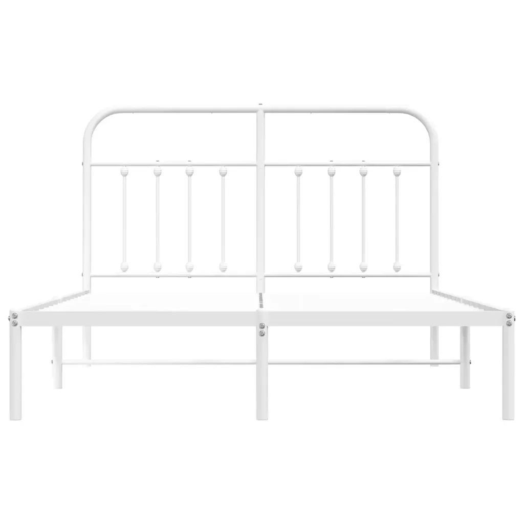 Letto matrimoniale | Letto per adulti | Giroletto con Testiera Metallo Bianco 150x200 cm - Image 7