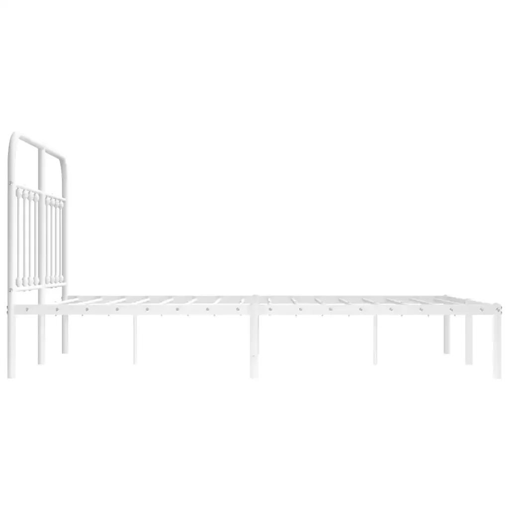 Letto matrimoniale | Letto per adulti | Giroletto con Testiera Metallo Bianco 150x200 cm - Image 8
