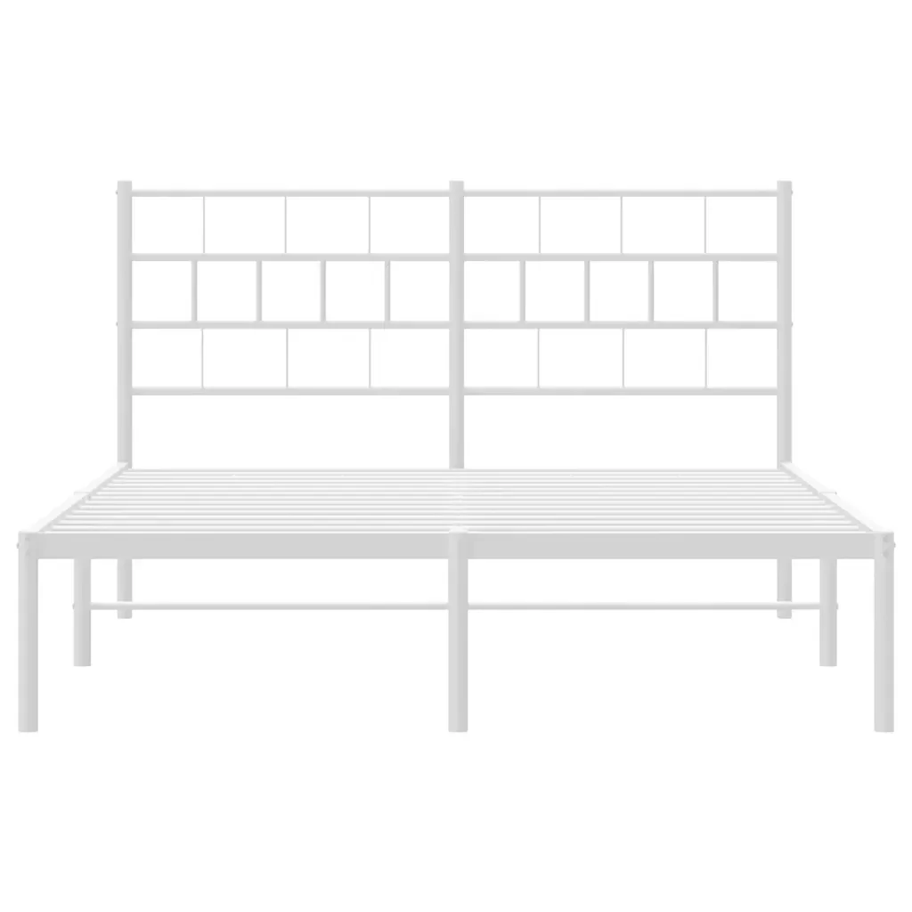 Letto matrimoniale | Letto per adulti | Giroletto con Testiera Metallo Bianco 150x200 cm - Image 6