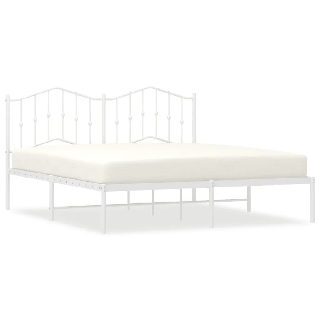 Letto matrimoniale | Letto per adulti | Giroletto con Testiera Metallo Bianco 160x200 cm