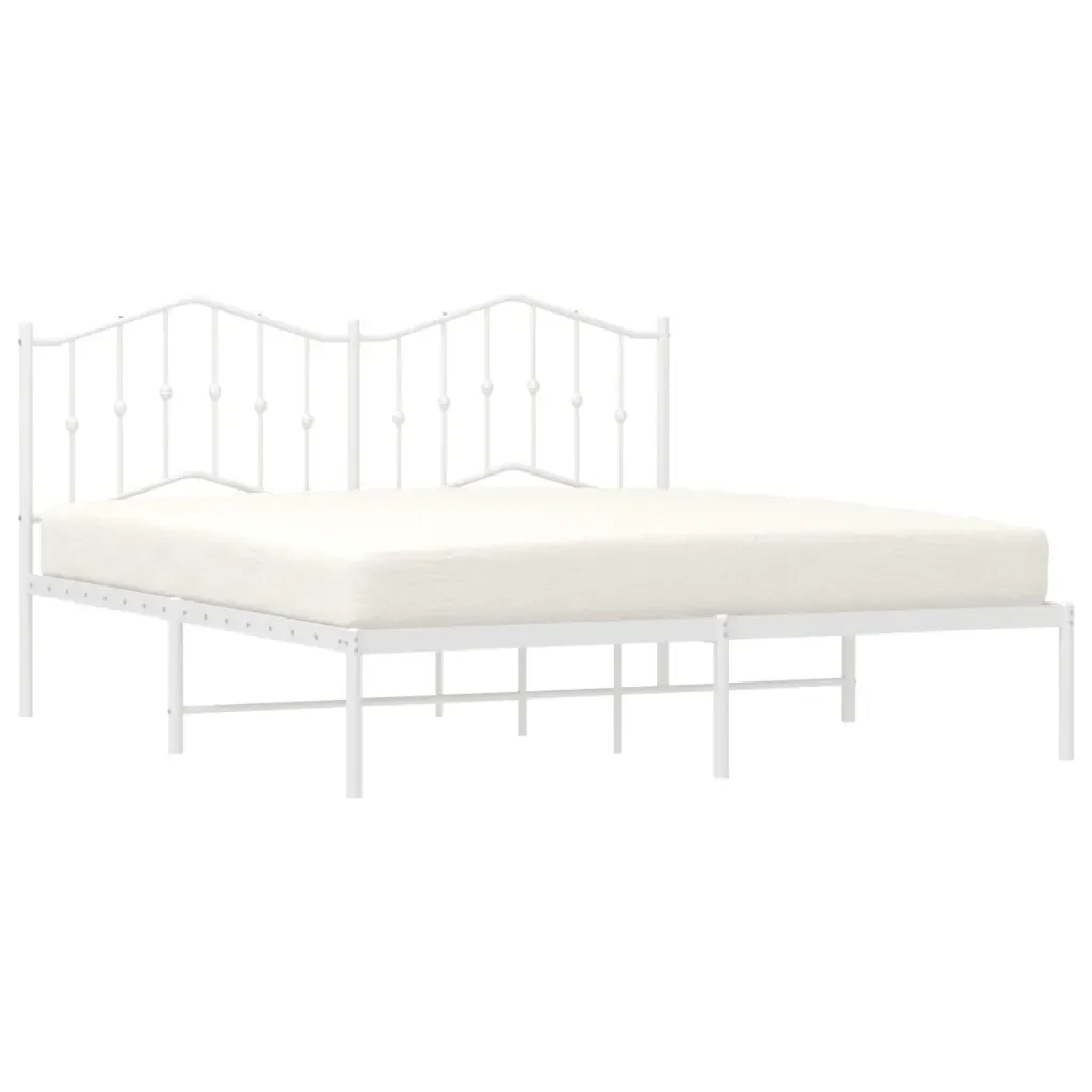 Letto matrimoniale | Letto per adulti | Giroletto con Testiera Metallo Bianco 160x200 cm - Image 3