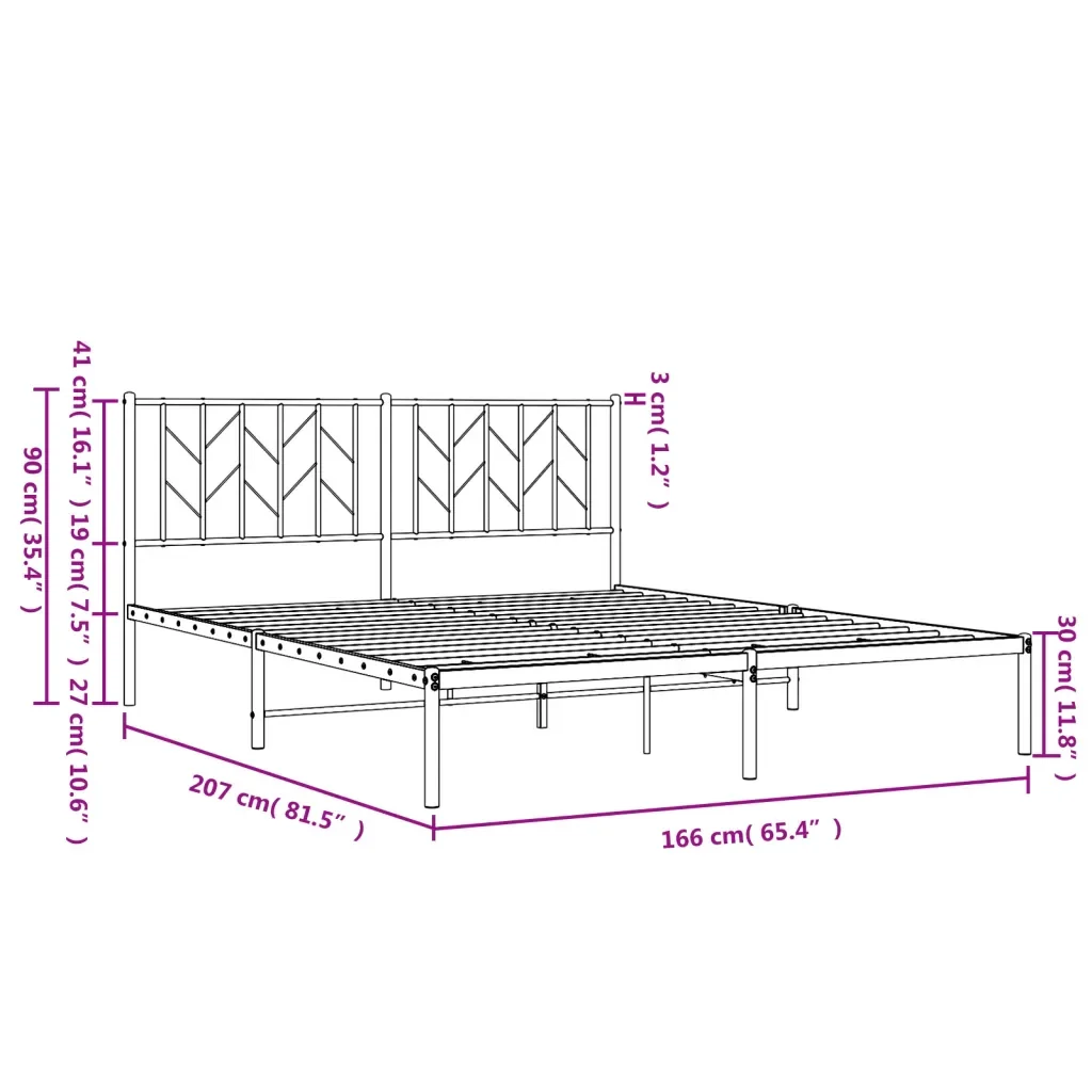 Letto matrimoniale | Letto per adulti | Giroletto con Testiera Metallo Bianco 160x200 cm - Image 10
