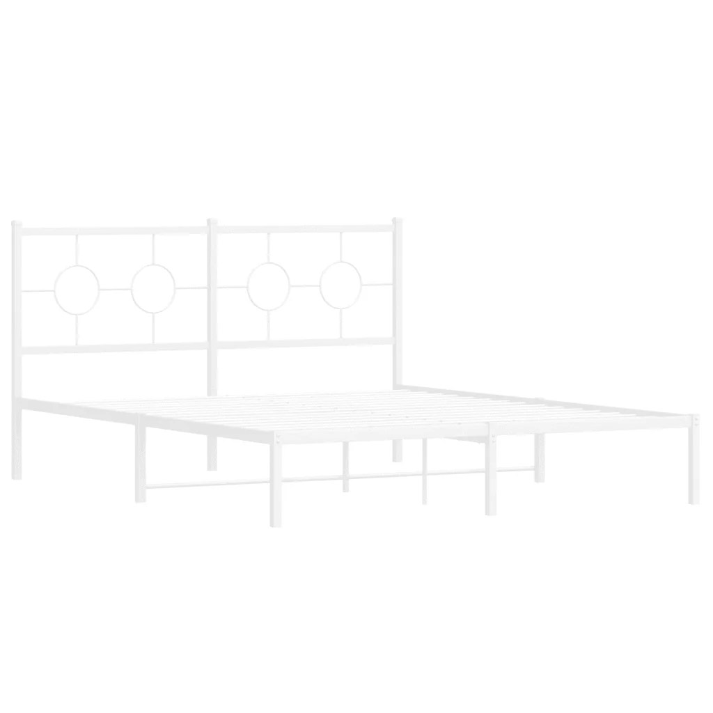 Letto matrimoniale | Letto per adulti | Giroletto con Testiera Metallo Bianco 160x200 cm - Image 3
