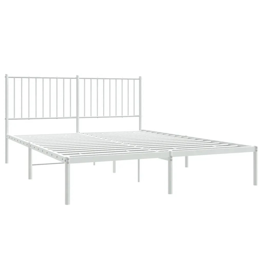 Letto matrimoniale | Letto per adulti | Giroletto con Testiera Metallo Bianco 160x200 cm - Image 4