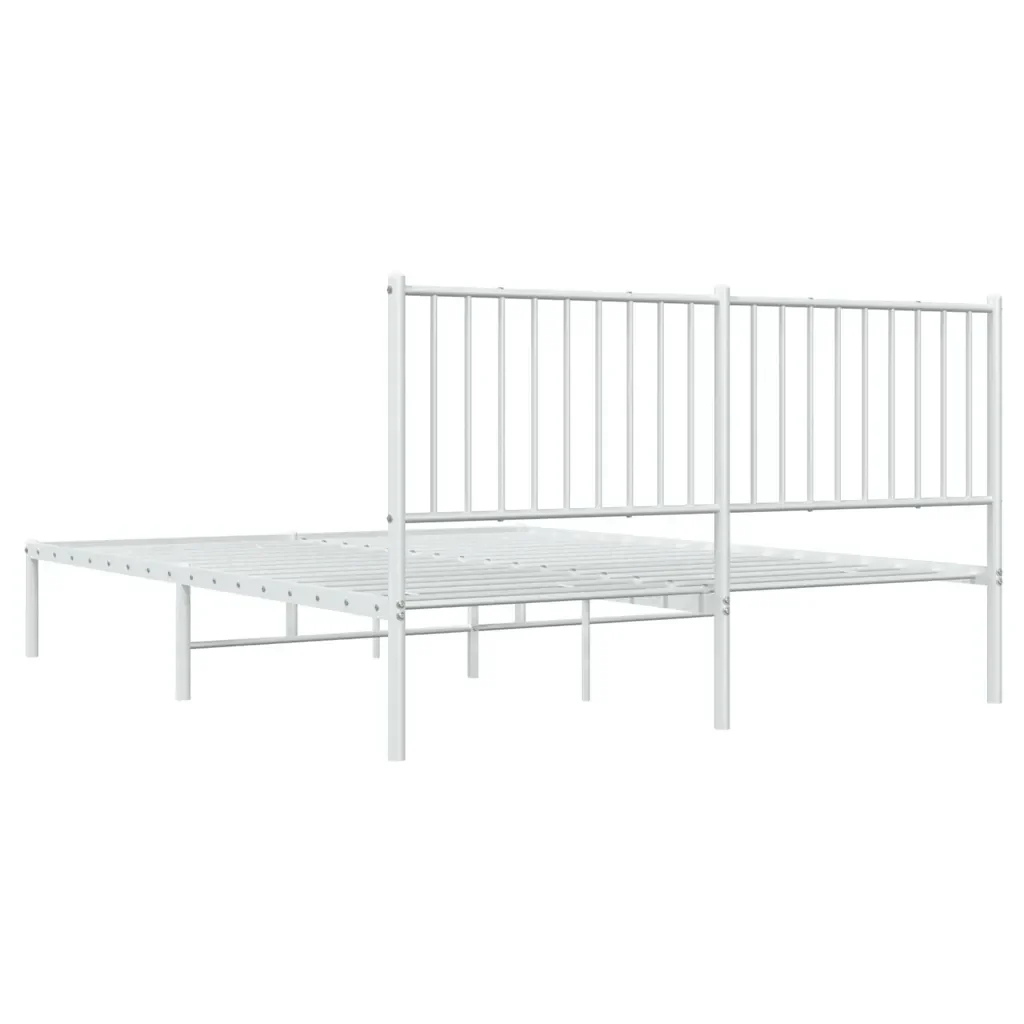 Letto matrimoniale | Letto per adulti | Giroletto con Testiera Metallo Bianco 160x200 cm - Image 7