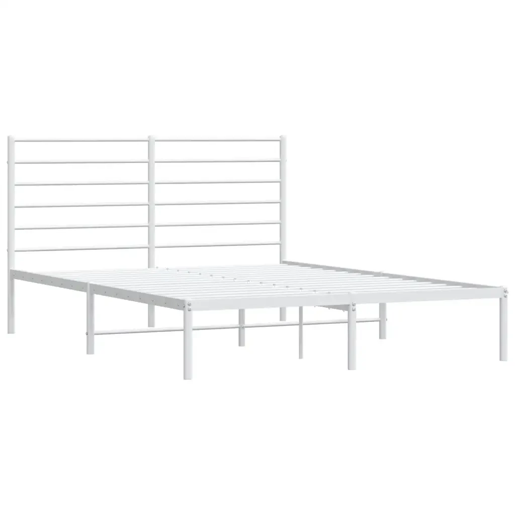 Letto matrimoniale | Letto per adulti | Giroletto con Testiera Metallo Bianco 160x200 cm - Image 3