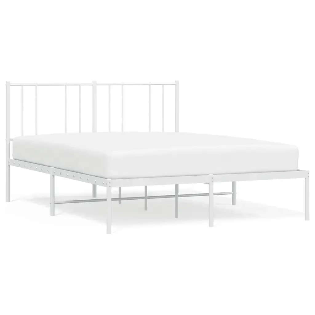 Letto matrimoniale | Letto per adulti | Giroletto con Testiera Metallo Bianco 160x200 cm