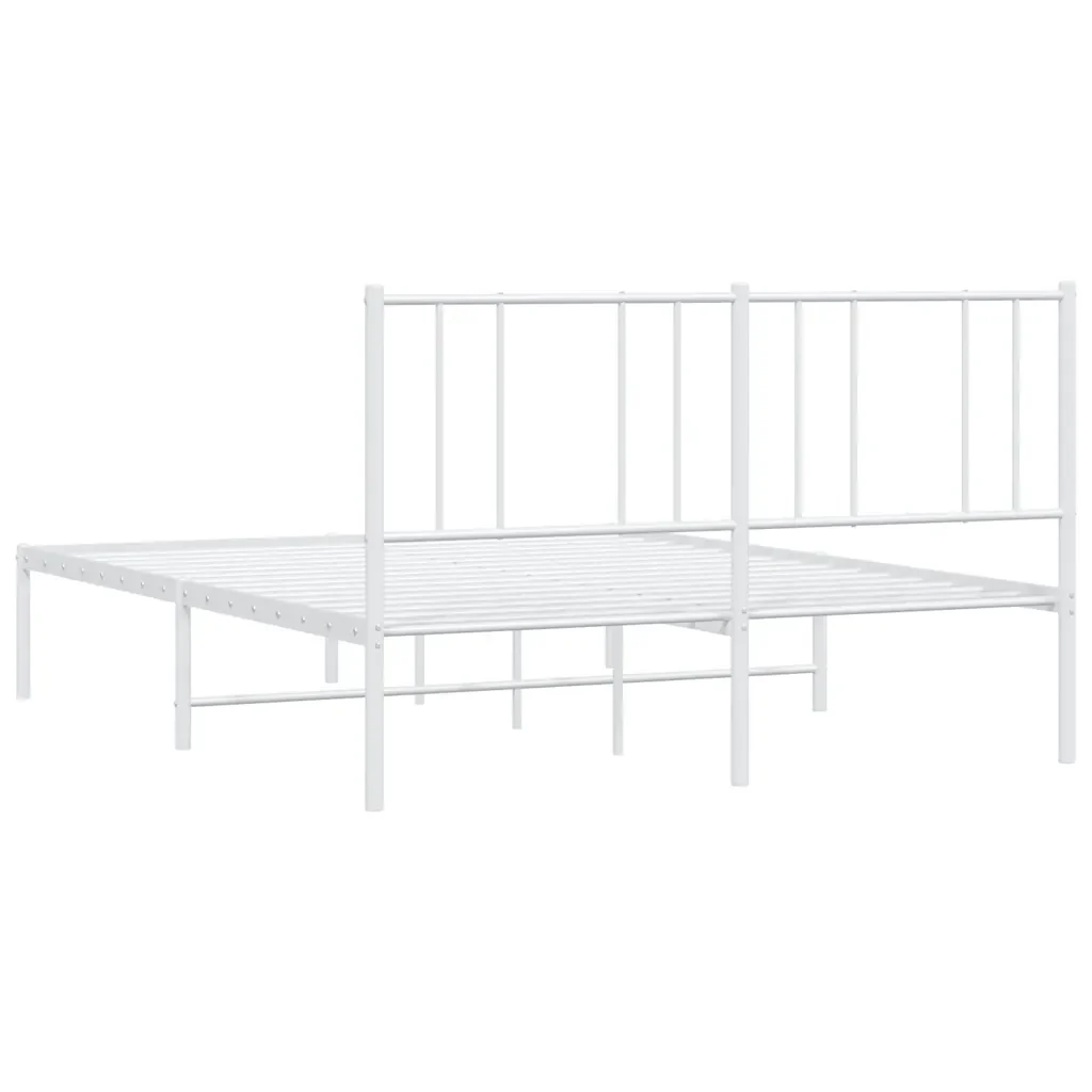 Letto matrimoniale | Letto per adulti | Giroletto con Testiera Metallo Bianco 160x200 cm - Image 8