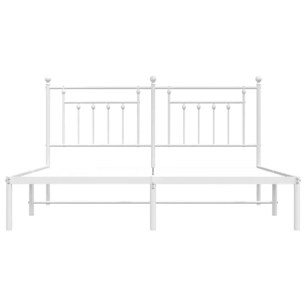 Letto matrimoniale | Letto per adulti | Giroletto con Testiera Metallo Bianco 160x200 cm - Image 6