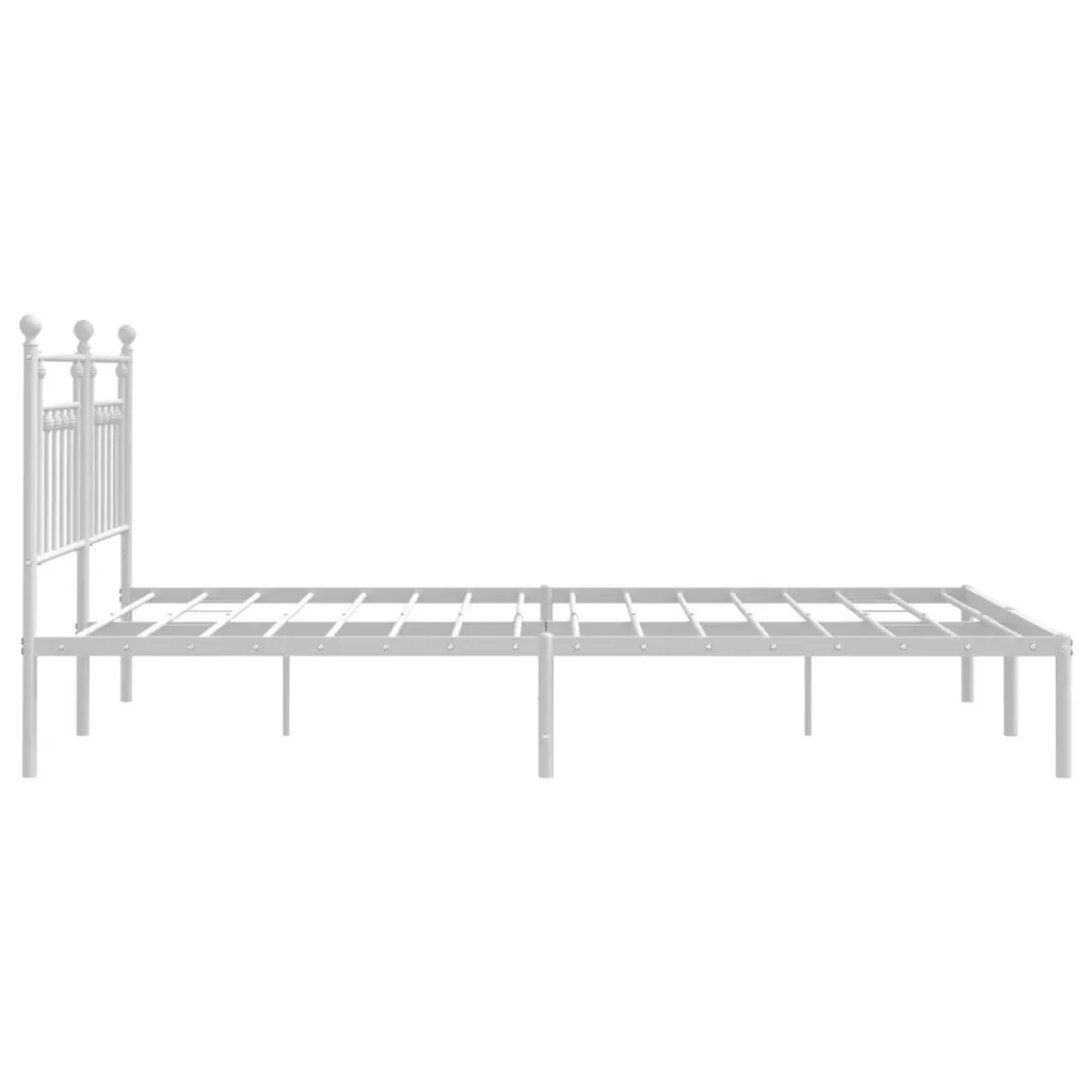 Letto matrimoniale | Letto per adulti | Giroletto con Testiera Metallo Bianco 160x200 cm - Image 7