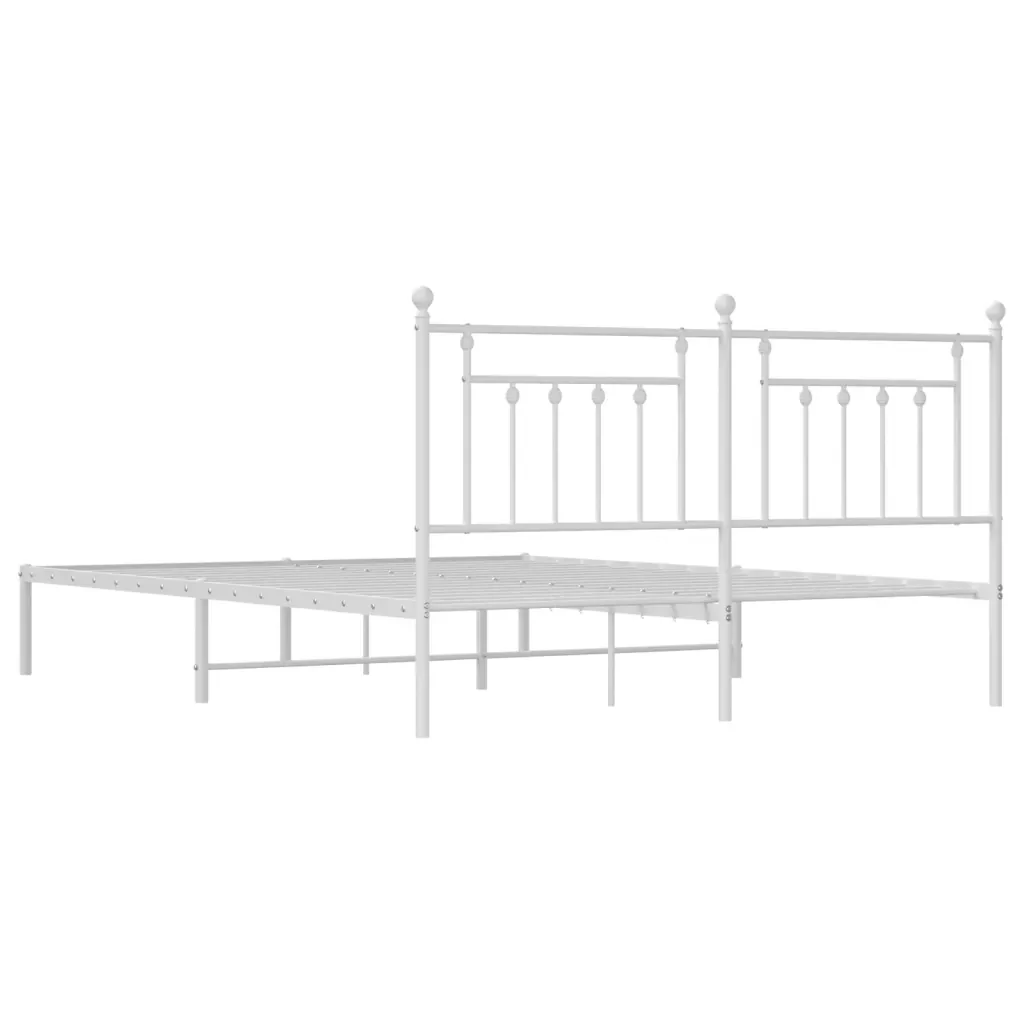 Letto matrimoniale | Letto per adulti | Giroletto con Testiera Metallo Bianco 160x200 cm - Image 8