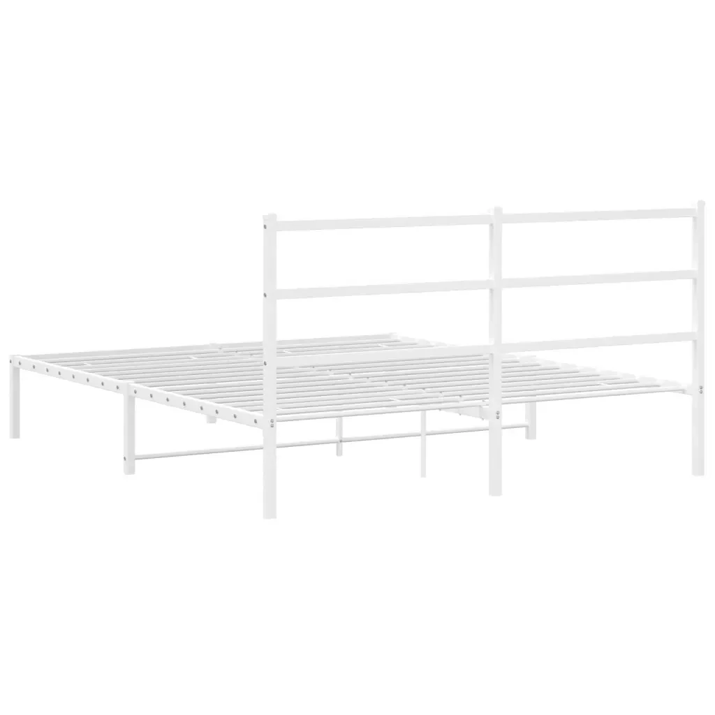 Letto matrimoniale | Letto per adulti | Giroletto con Testiera Metallo Bianco 160x200 cm - Image 7