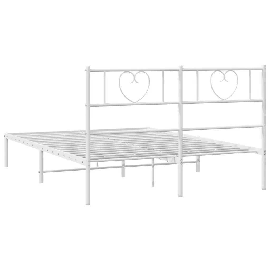 Letto matrimoniale | Letto per adulti | Giroletto con Testiera Metallo Bianco 160x200 cm - Image 7